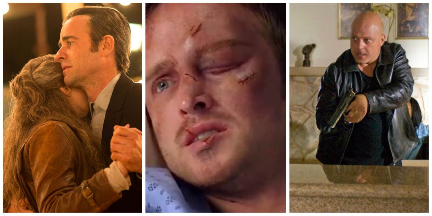 A split image of The Leftovers finale, Jesse from Breaking Bad, and Vic from The Shield
