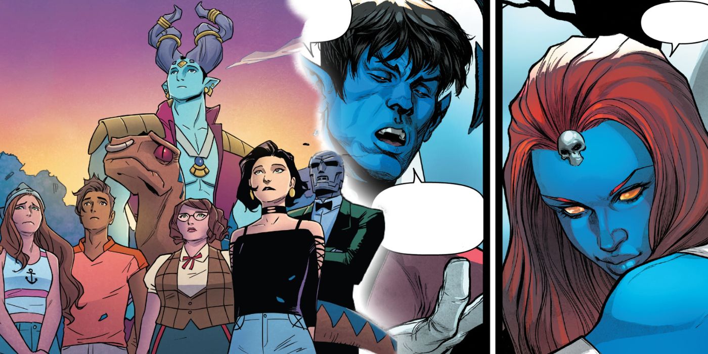 a split image of the runaways from marvel comics and nightcrawler and his mother mystique