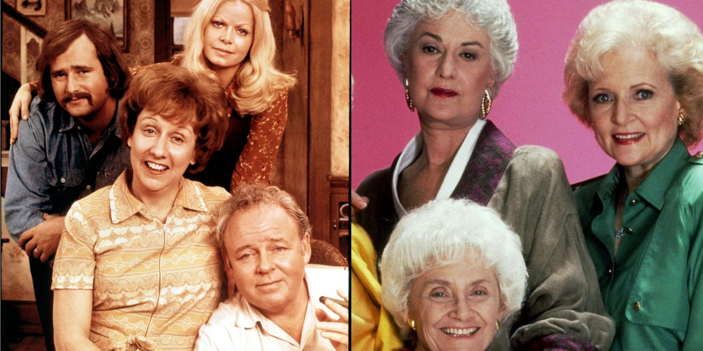 split imagen of All in the Family and The Golden Girls posters