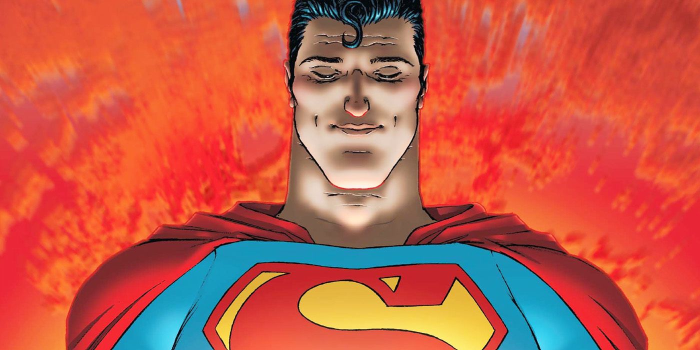 Superman smiling in All-Star Superman Deluxe Edition cover art by Frank Quitely.