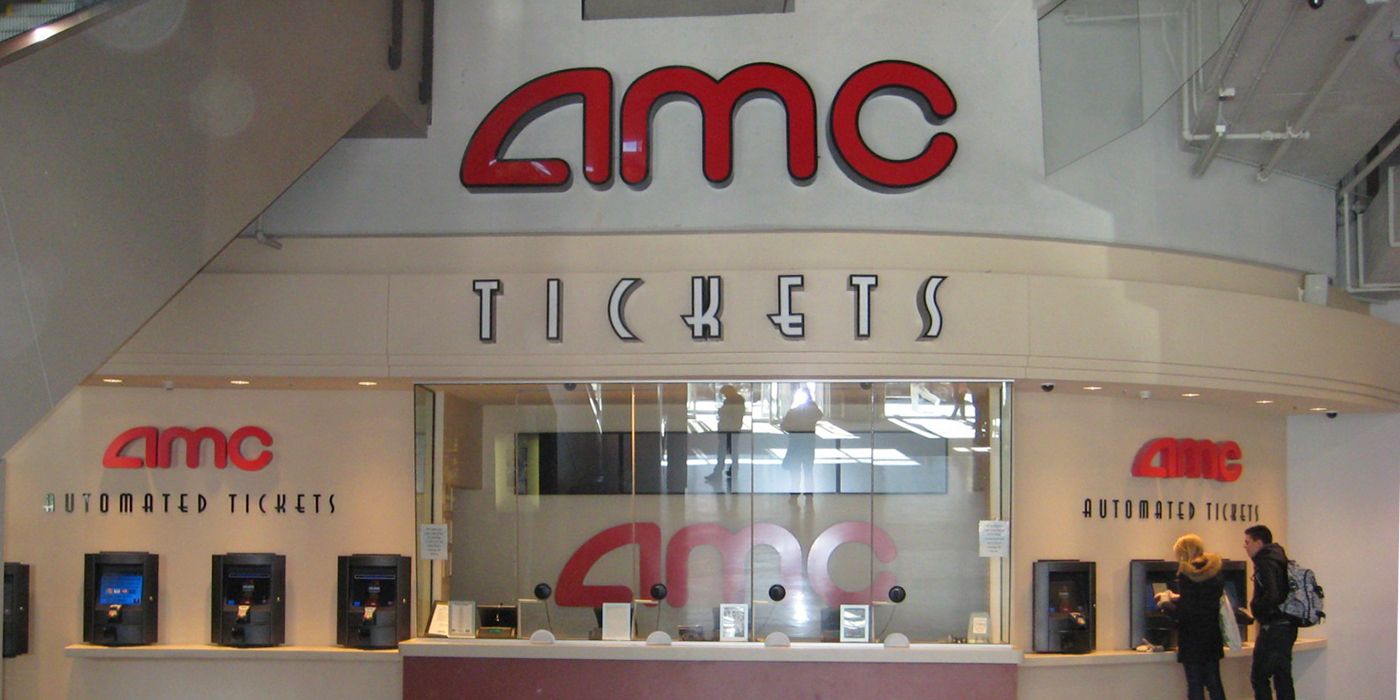 The ticket booth in the lobby of an AMC movie theater