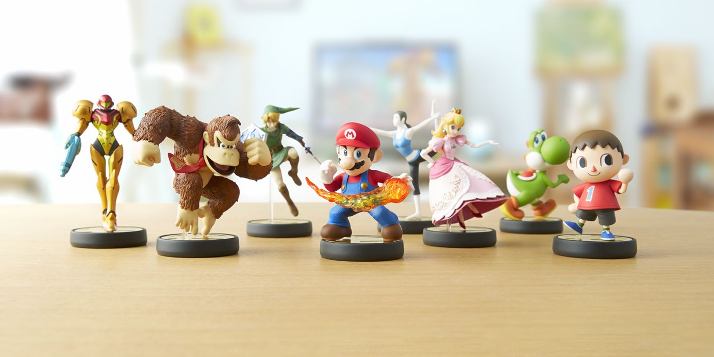 amiibo including Mario, Donkey Kong, and Samus