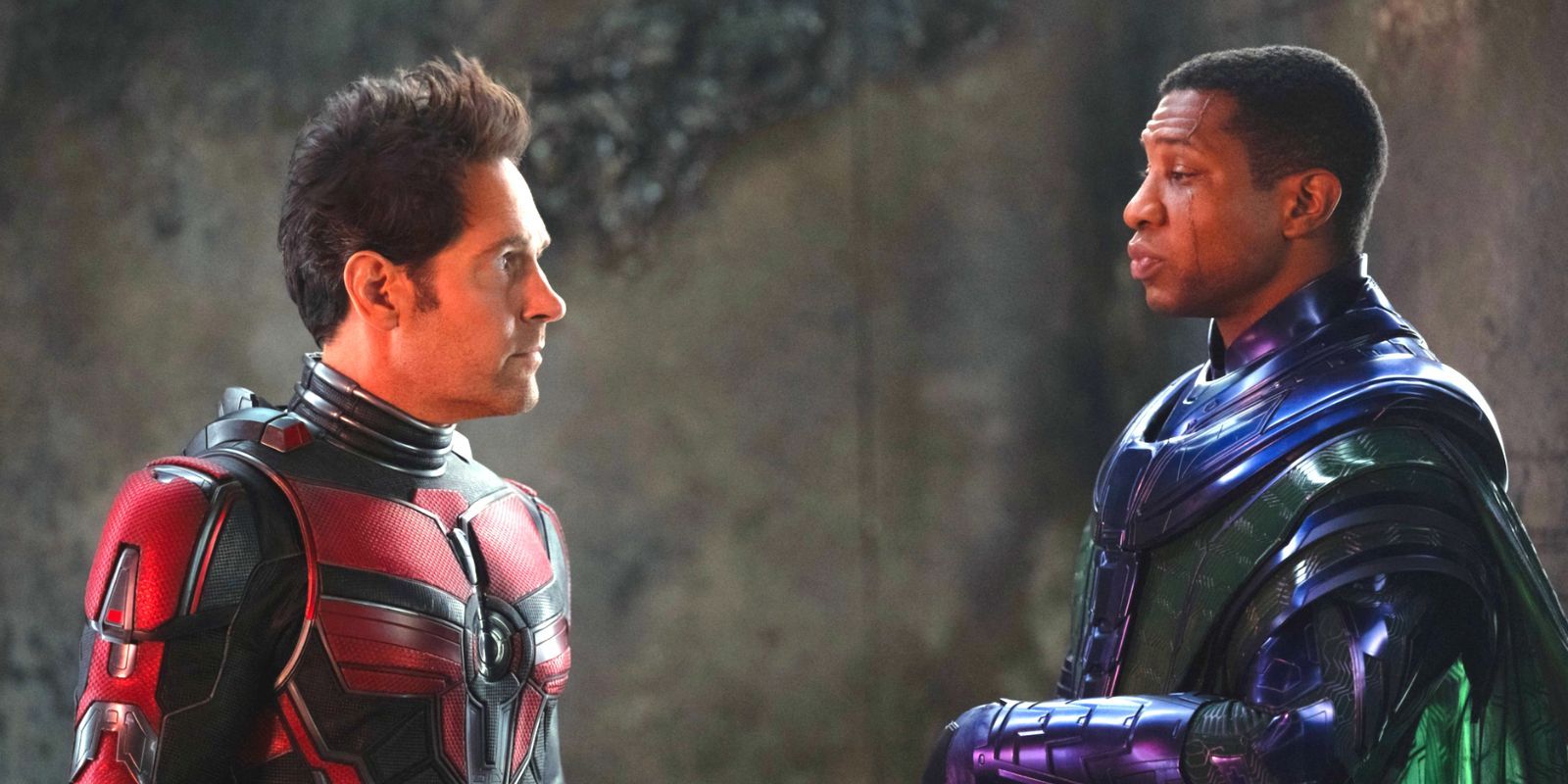 Ant-Man and Kang have a stare down in Quantumania