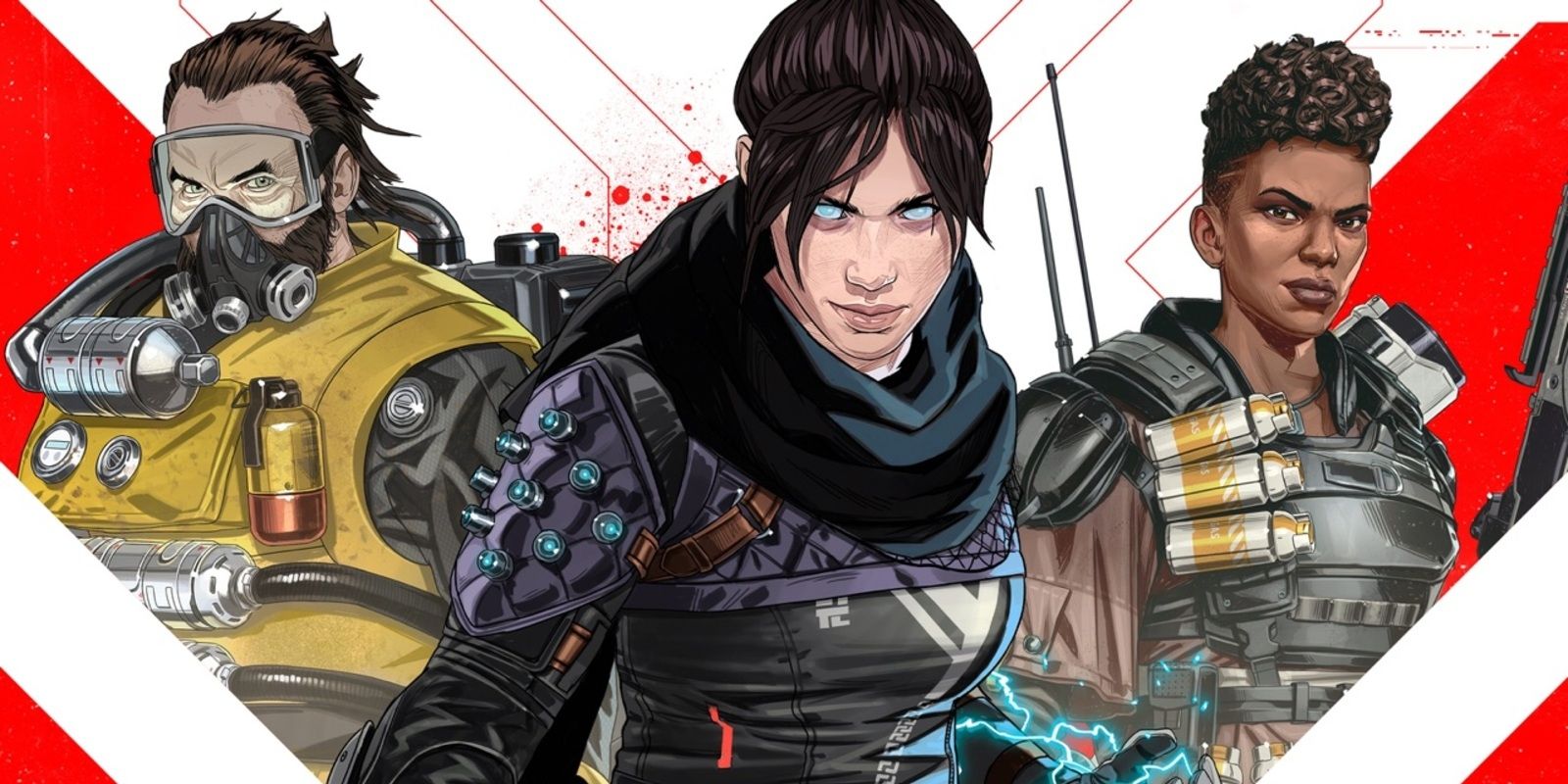 Apex Legends Mobile art with Legends Caustic, Wraith and Bangalore