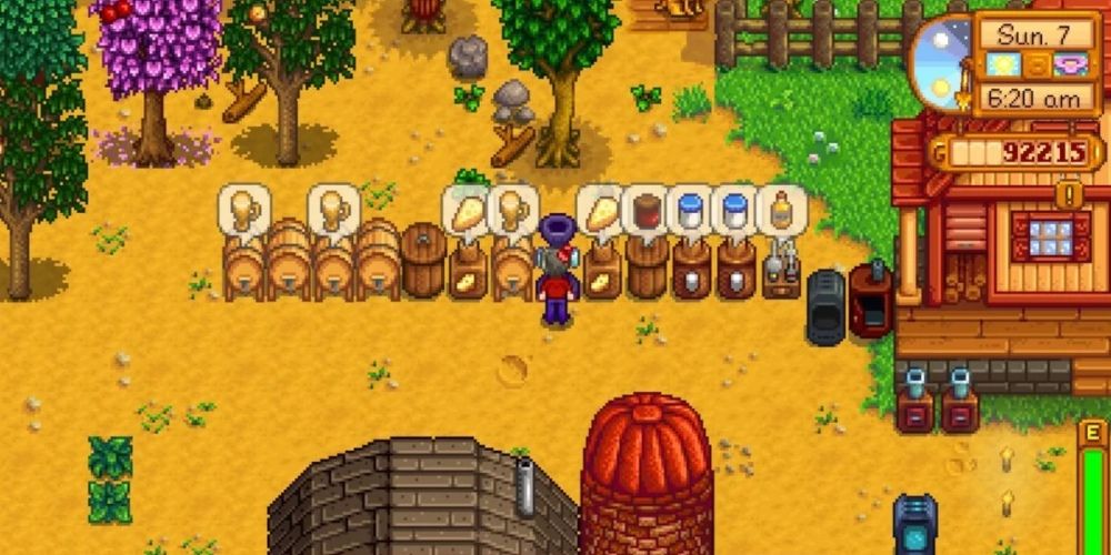 A player collecting a variety of Artisanal Goods in Stardew Valley
