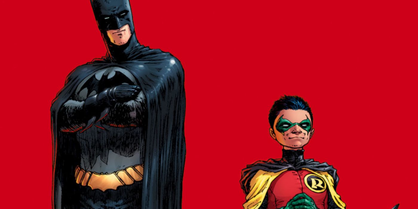 Batman and Robin art with Dick Grayson and Damian Wayne in the titular roles.