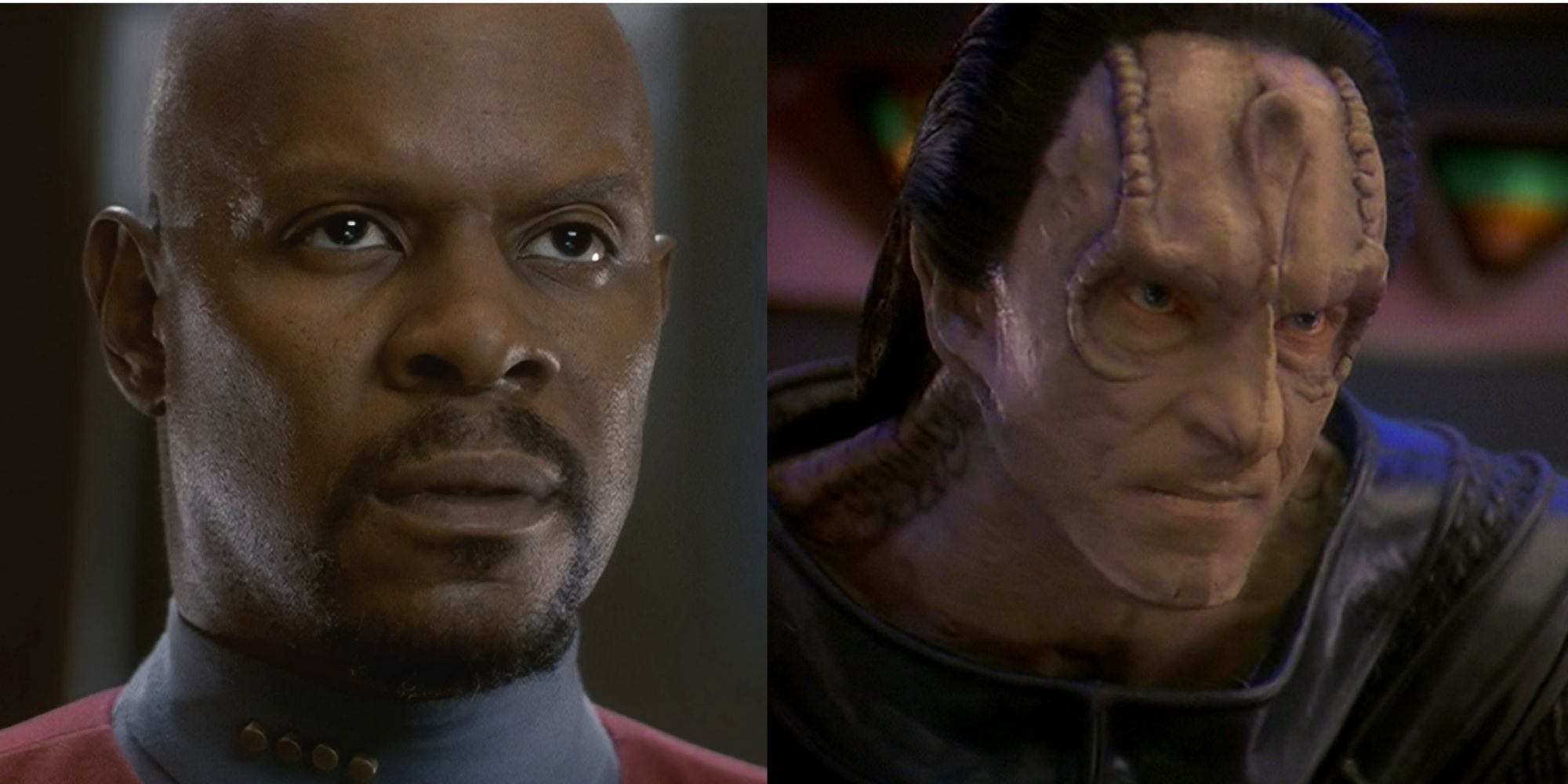 A split image showing Benjamin Sisko and Gul Dukat in Star Trek: Deep Space Nine