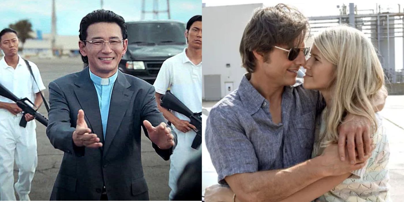 Split image showing scenes from Narco Saints and American Made