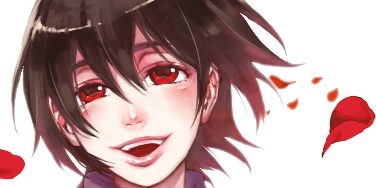 Saya Otonashi smiles around rose petals from Blood+