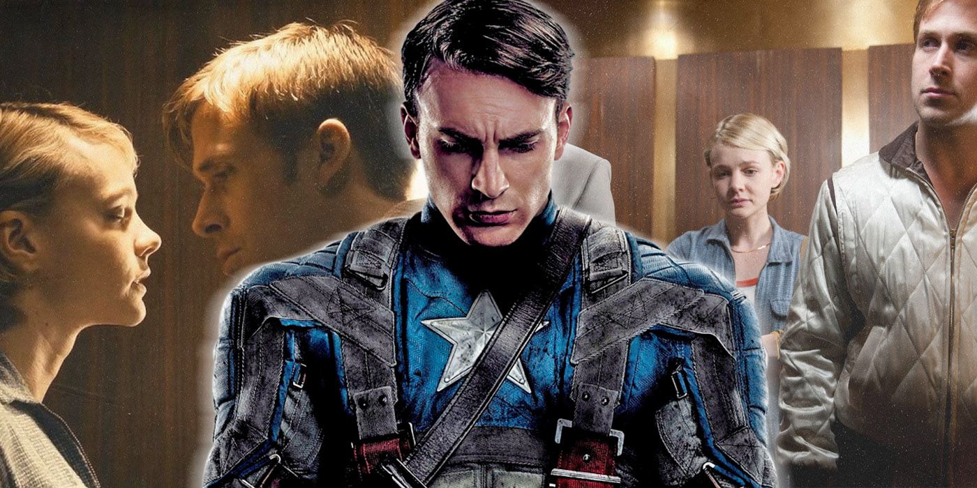 The MCU's Captain American in front of images from Drive 