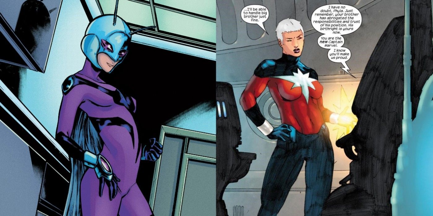 A split image of Cassie Lang and Mar-Vel from Marvel Comics
