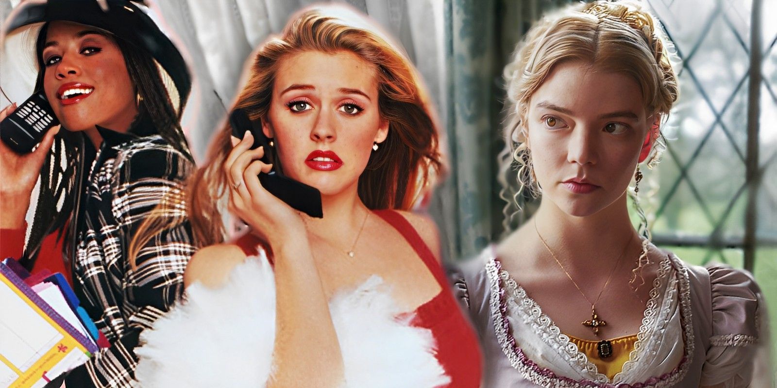 Alicia Silverstone as Cher in Clueless and Anya Taylor-Joy as Emma in Emma