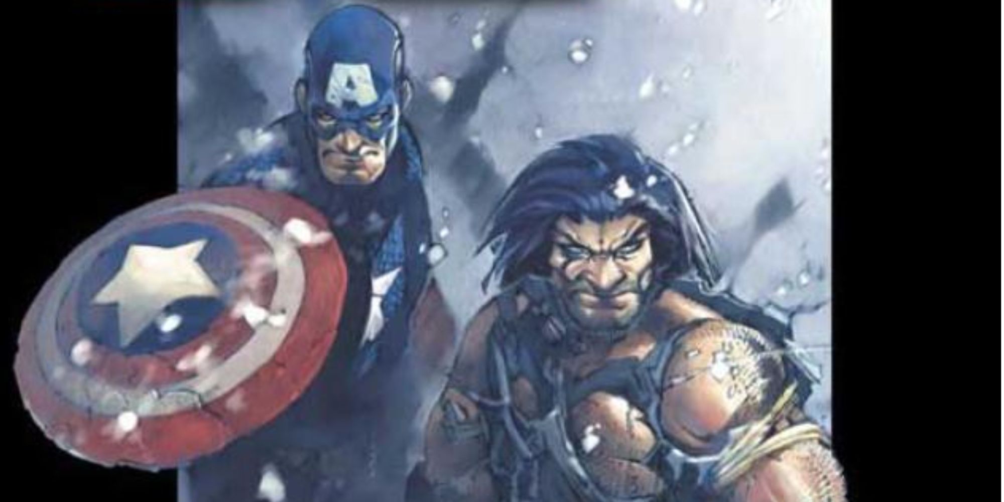Ultimate X-Men/The Ultimates: Ultimate War from Marvel Comics, featuring Captain America and Wolverine