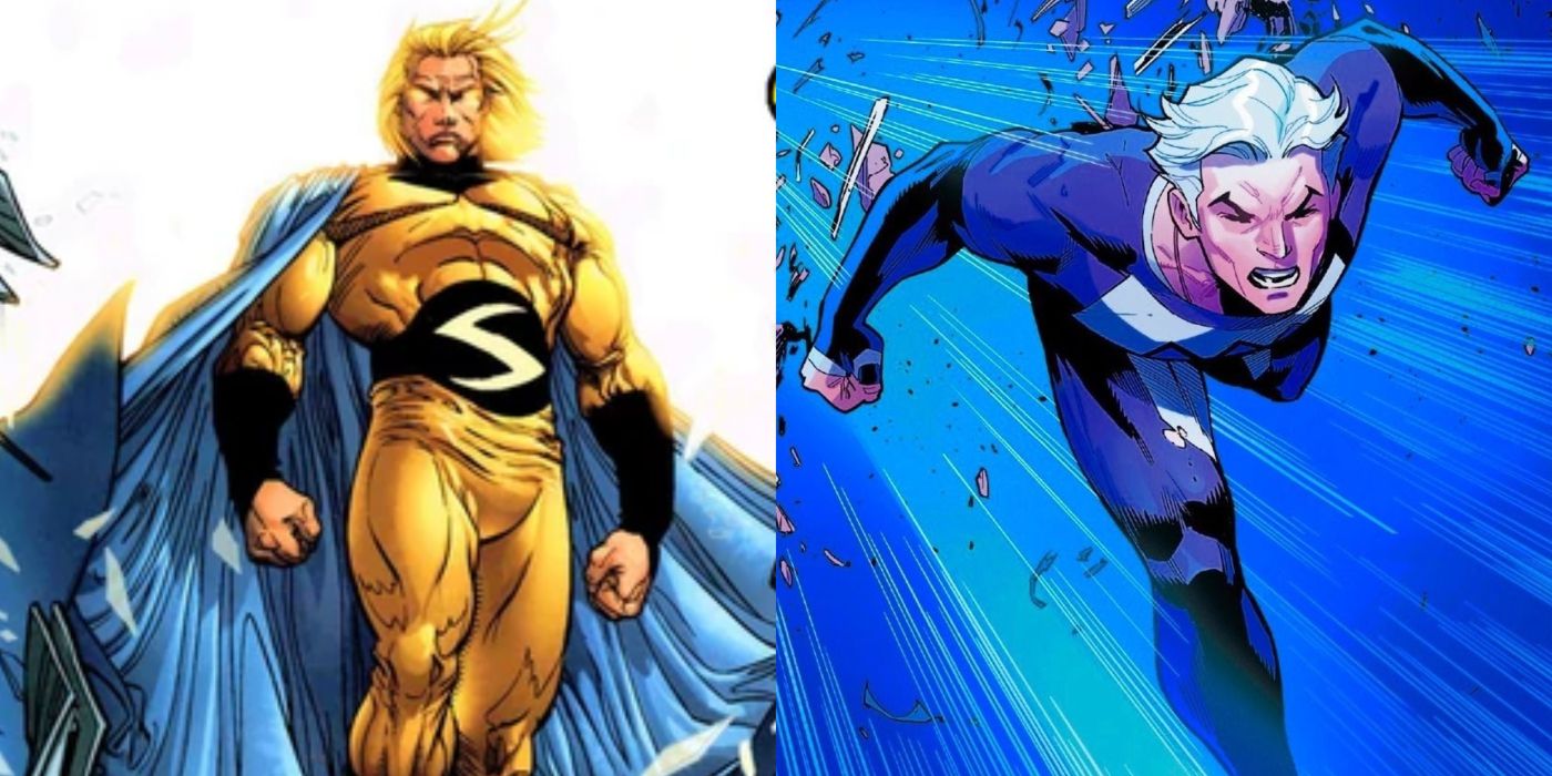 A split image of the Sentry and Quicksilver in Marvel Comics