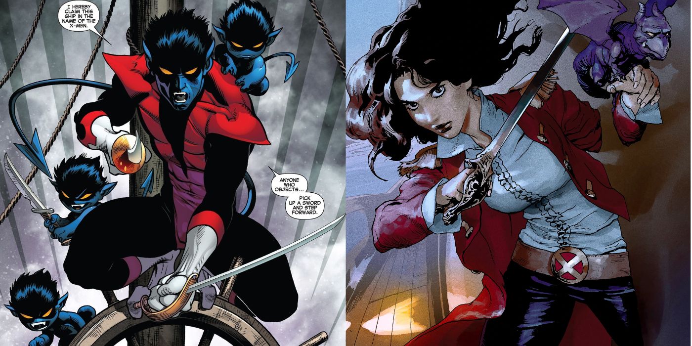 A split image of Nightcrawler and Kate Pryde from Marvel Comics