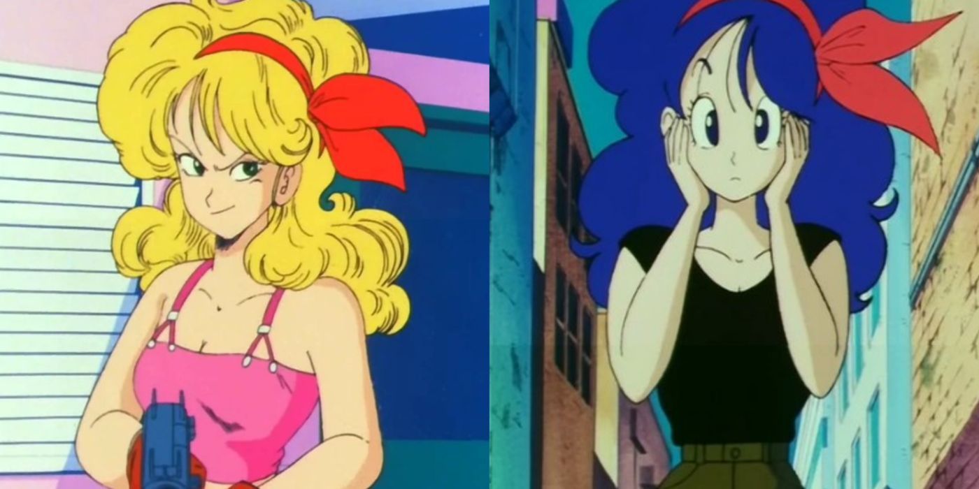 A split image of "bad" Launch and "good" Launch in Dragon Ball.