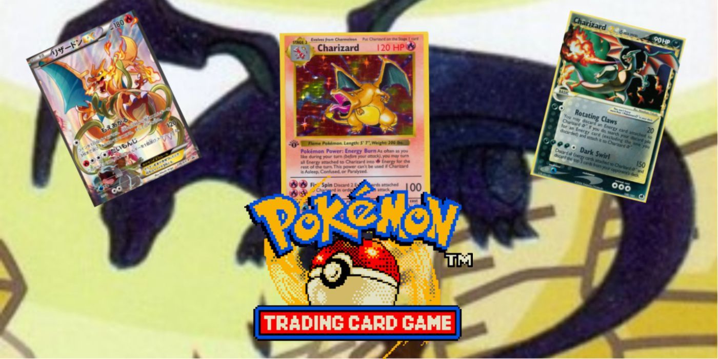 A collage of Charizard cards from Pokemon TCG.