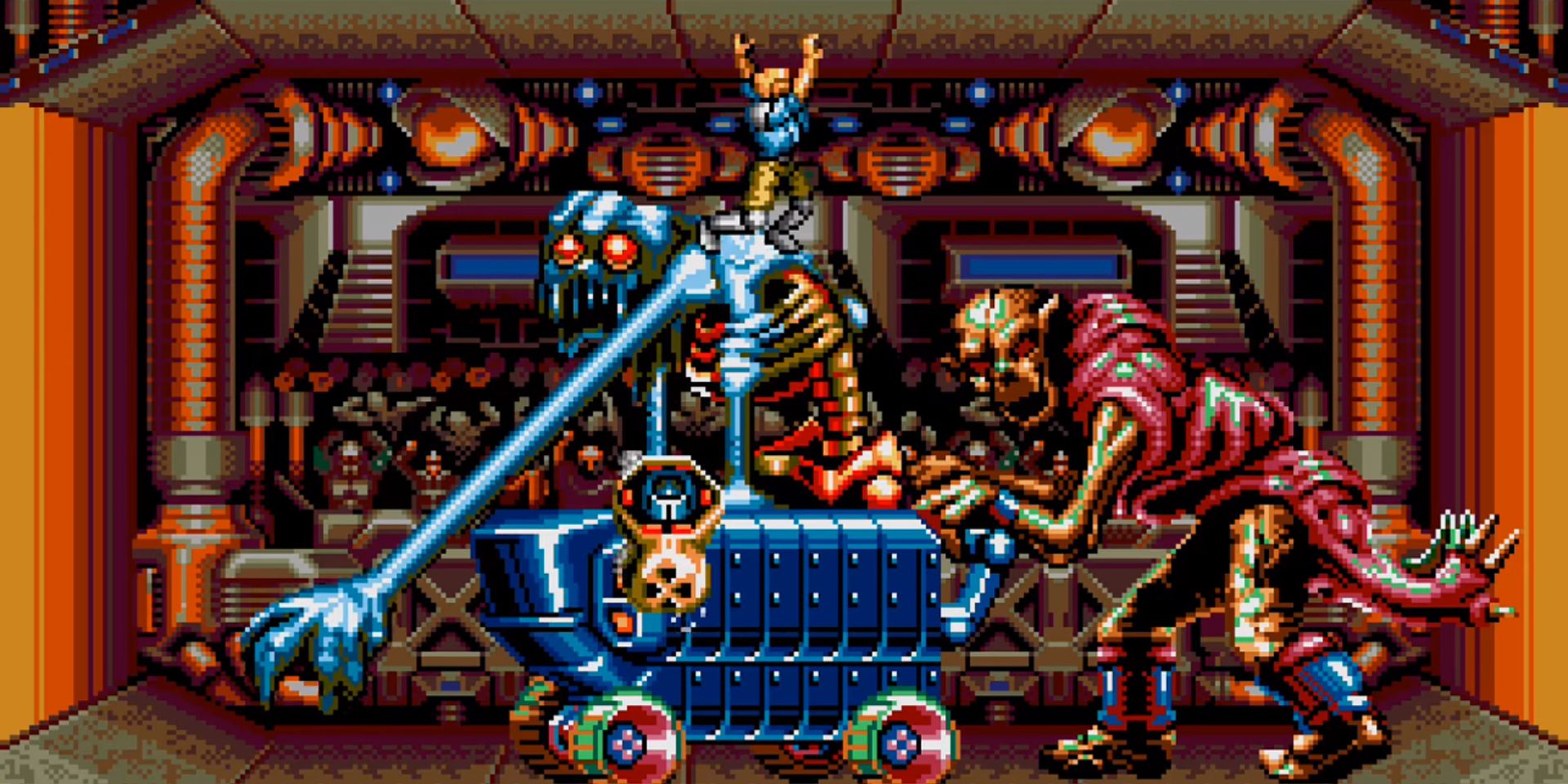 Ray battles the Psycho Mother in Contra Hard Corps.