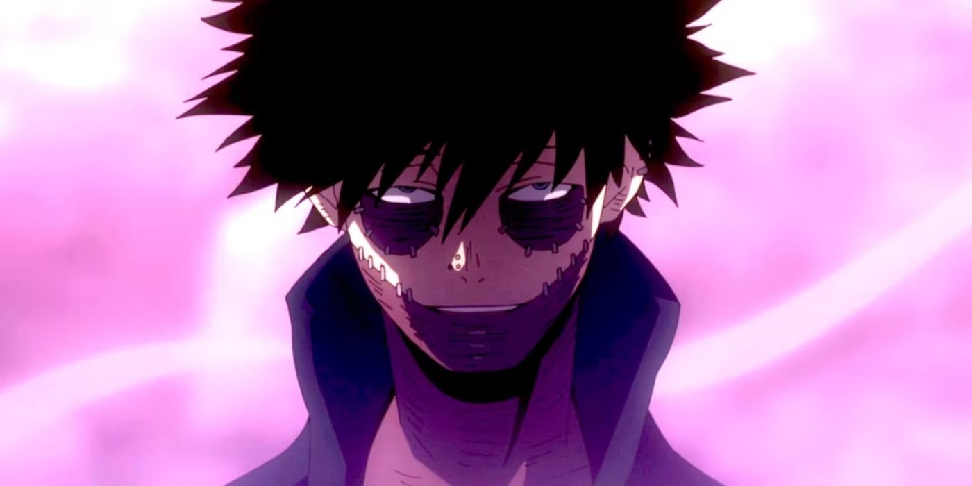 Dabi from My Hero Academia showing the burns on his face.