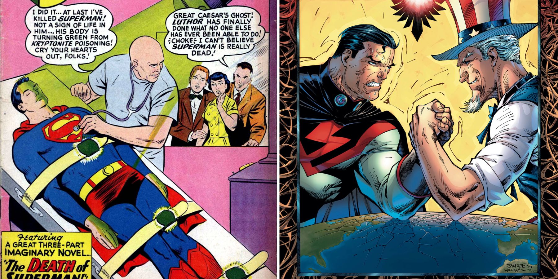 Split Image -Luthor Kills Superman & Nazi Superman In A Handfight