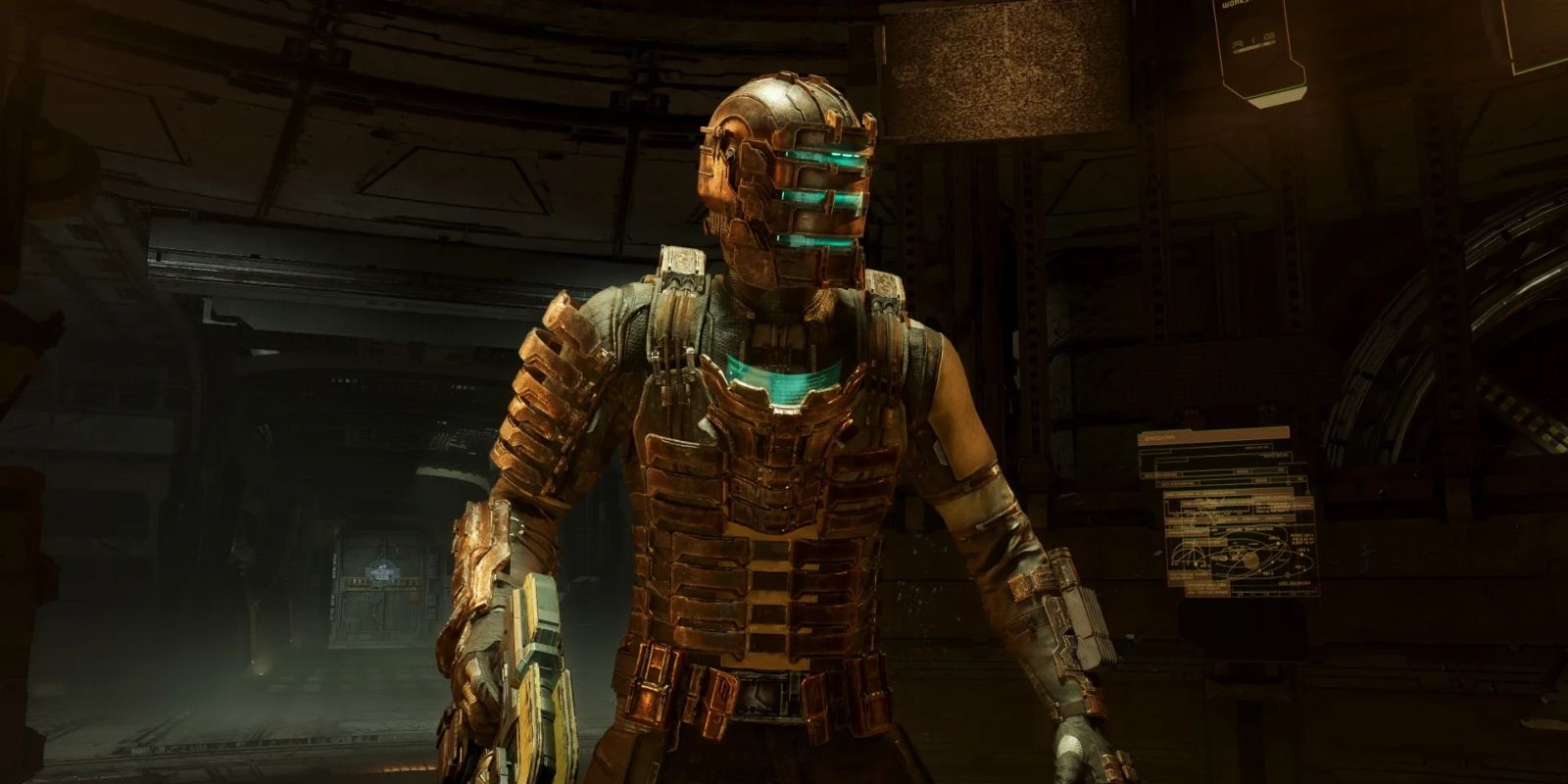 The main character from Dead Space - Isaac waling through a space station
