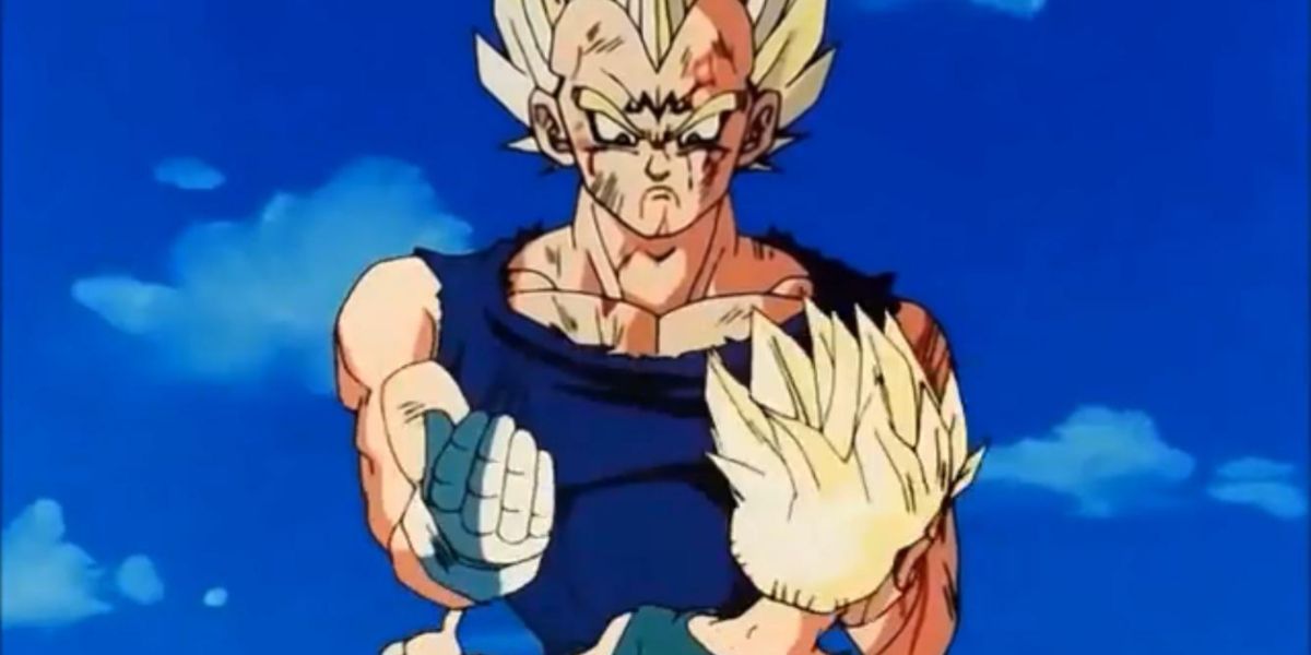 Vegeta nocauteia o jovem Trunks em Dragon Ball Z