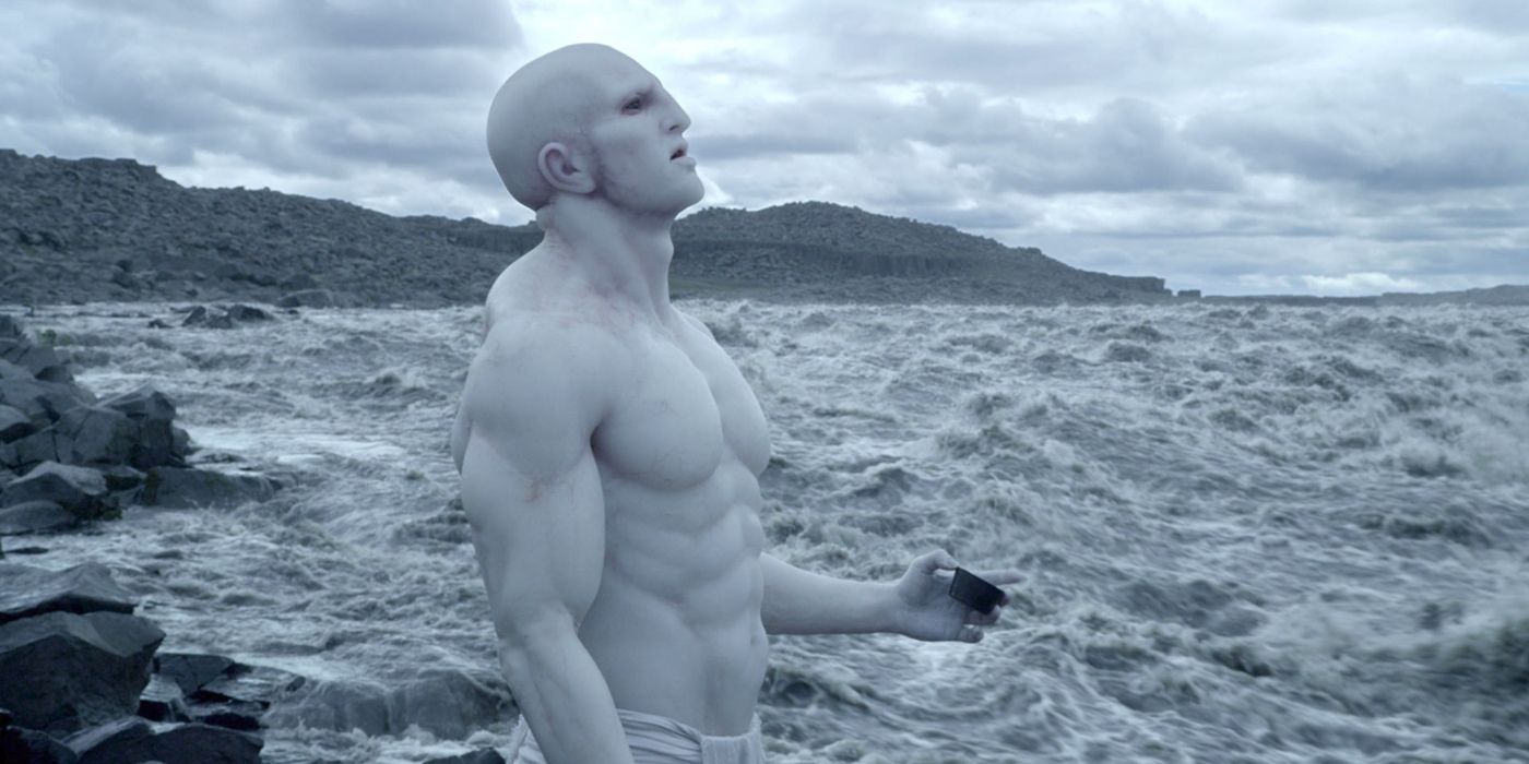 An Engineer standing in the ocean in Prometheus movie