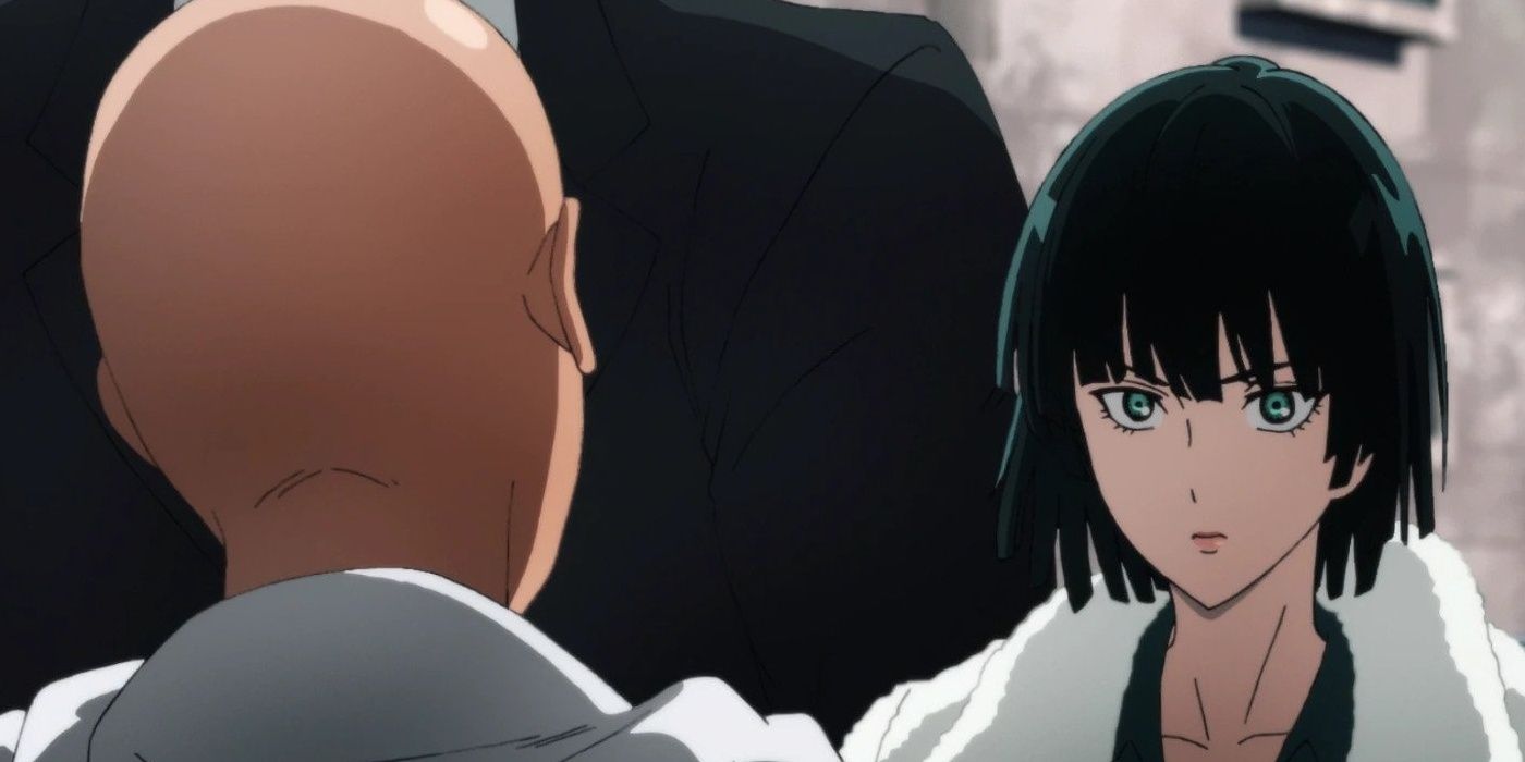 One Punch Man Season 2 Saitama e Fubuki fora do apartamento