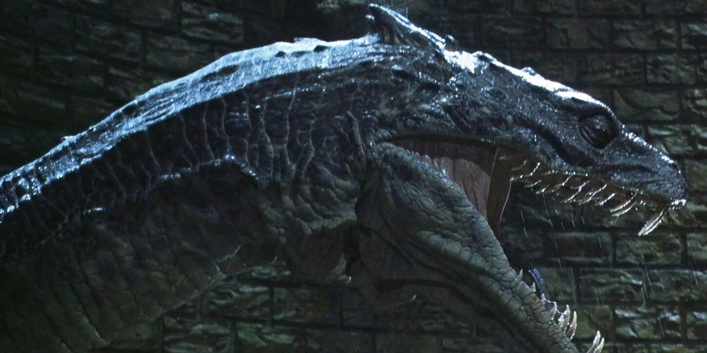 The Basilisk emerges from the Chamber of Secrets