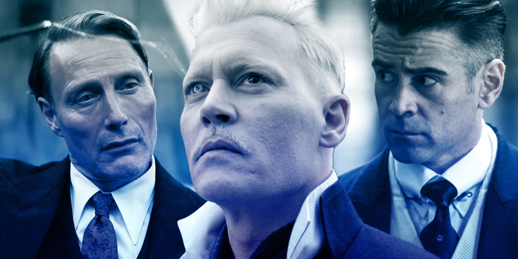 Farrell, Depp and Mikkelsen has different versions of Grindelwald