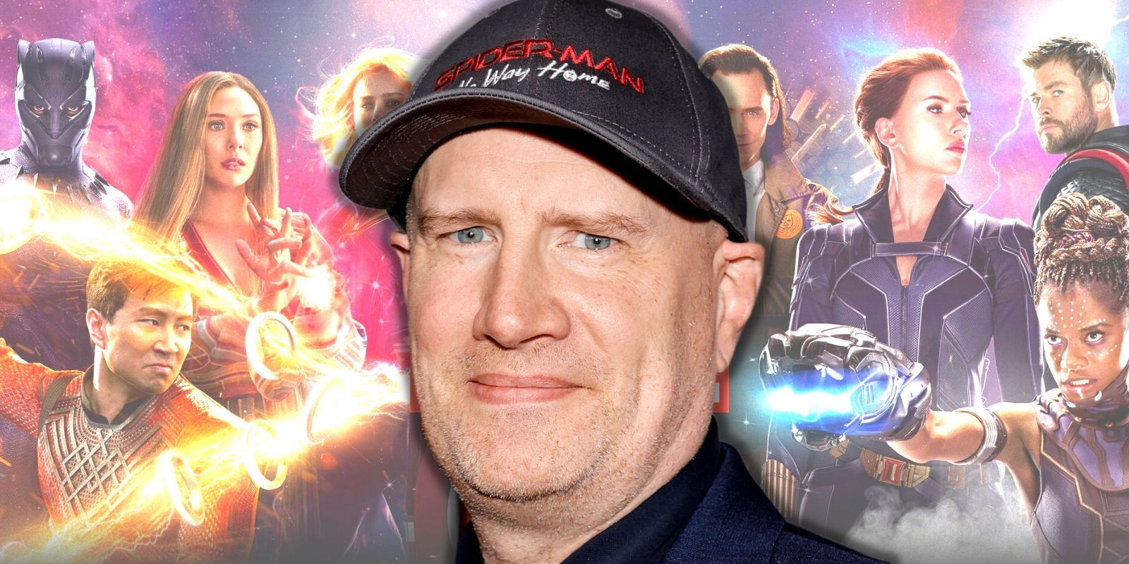 Kevin Feige backed by the characters seen in the MCU Phase 4