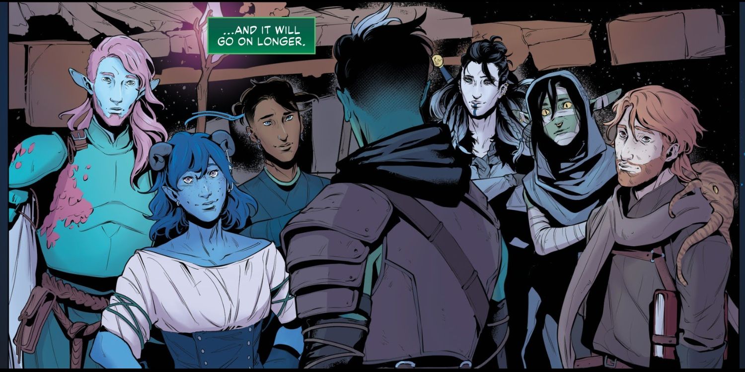 Fjord surrounded by the other Mighty Nein members in Critical Role: Origins comic