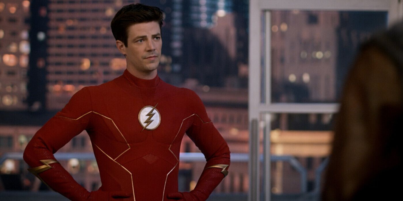 The Flash S9E3 Barry in Flash suit with hands on hips