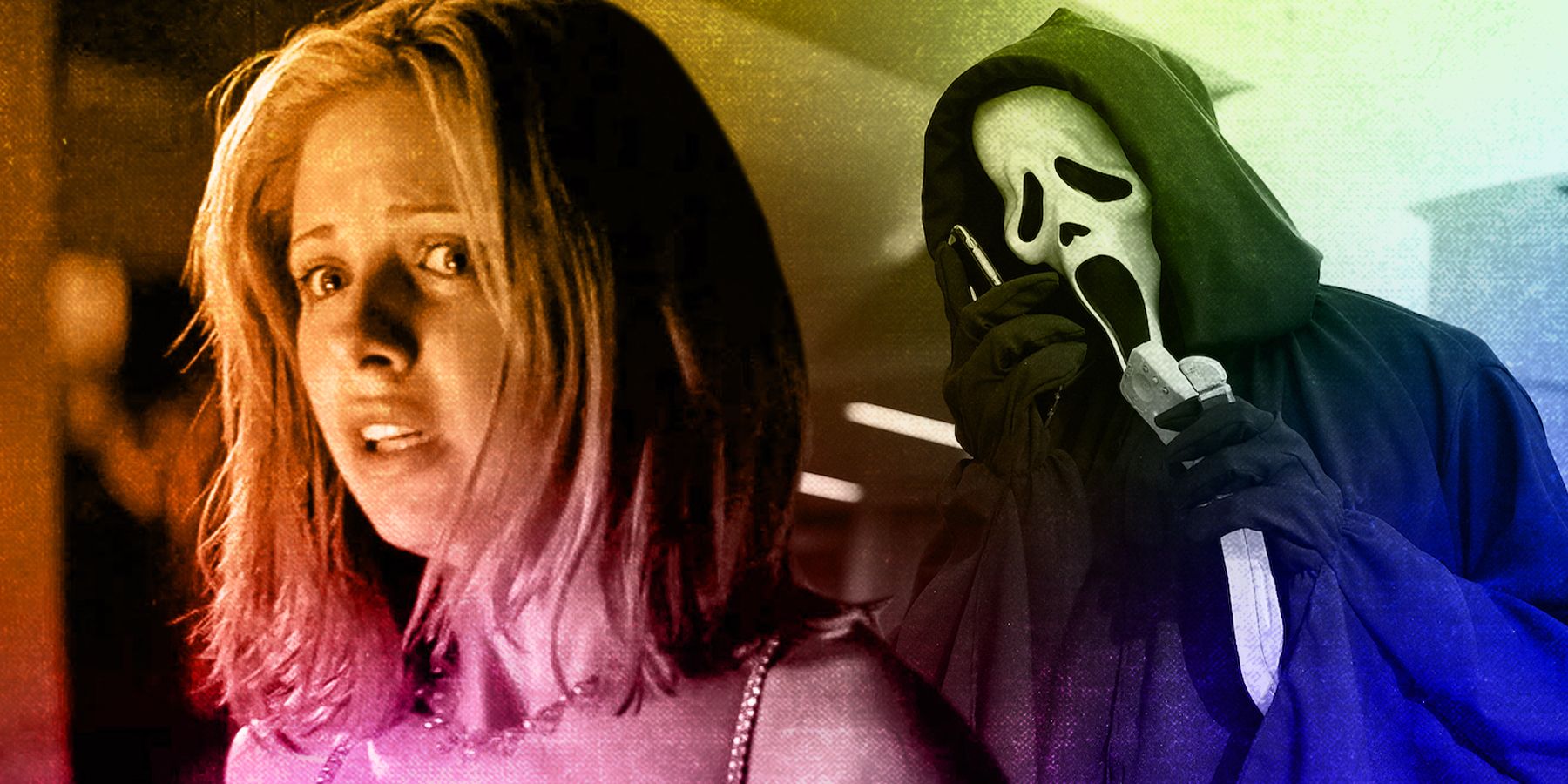 Ghostface from Scream stalks a character from I Know What You Did Last Summer 