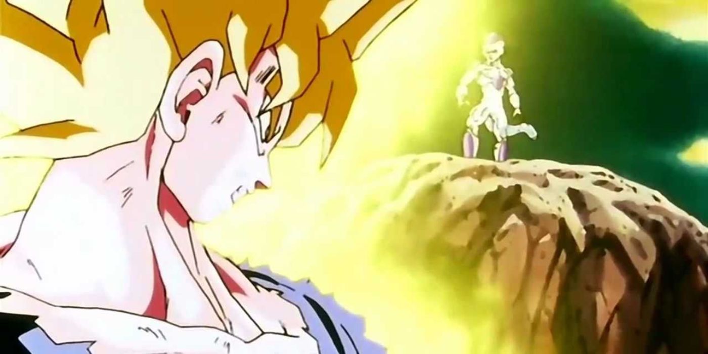 Goku as a Super Saiyan for the first time in Dragon Ball Z