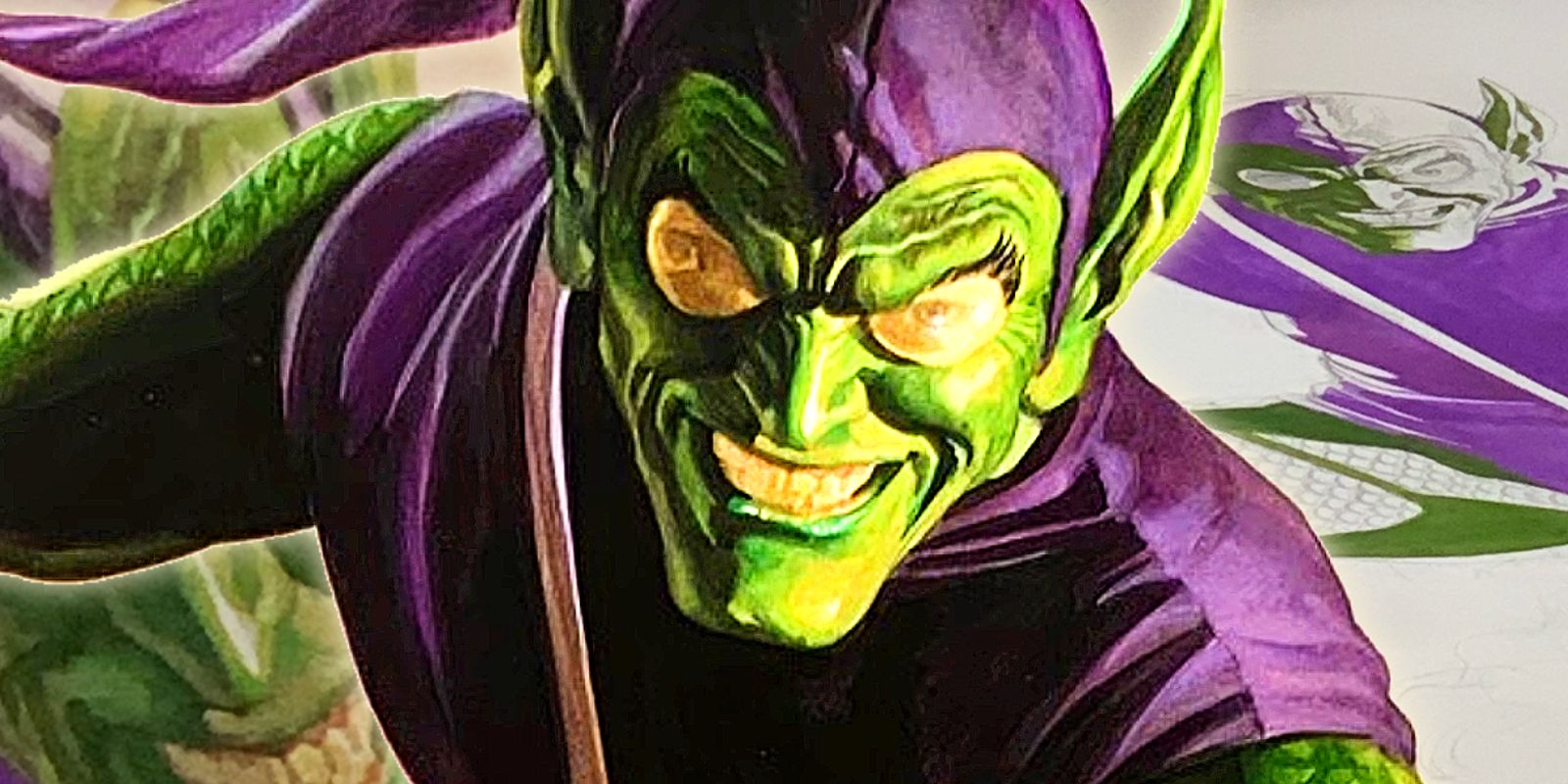 Green Goblin smiles in Marvel Comics illustrated by Alex Ross