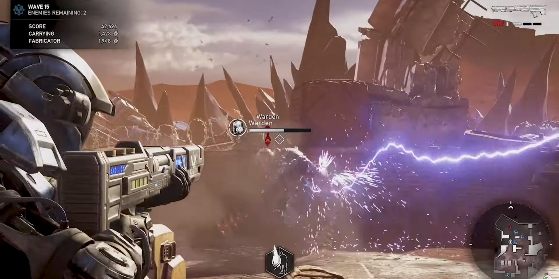 Player fights off a Warden in Horde Mode in Gears 5
