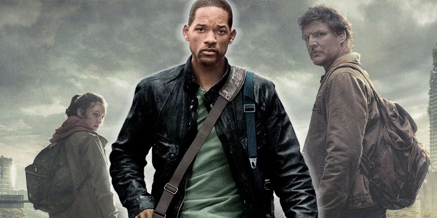 An image collage of Will Smith in I Am Legend and The Last of Us