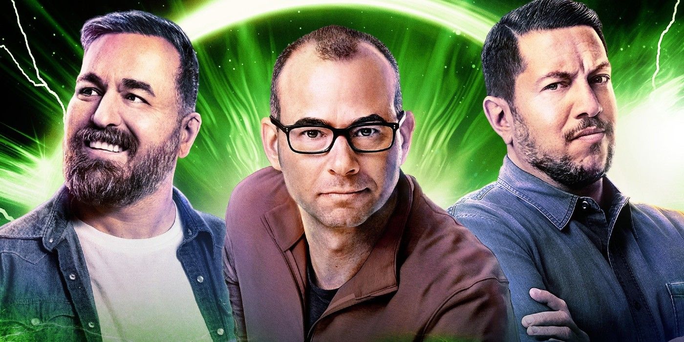 Impractical Jokers Q Murr and Sal pose in front of a green background