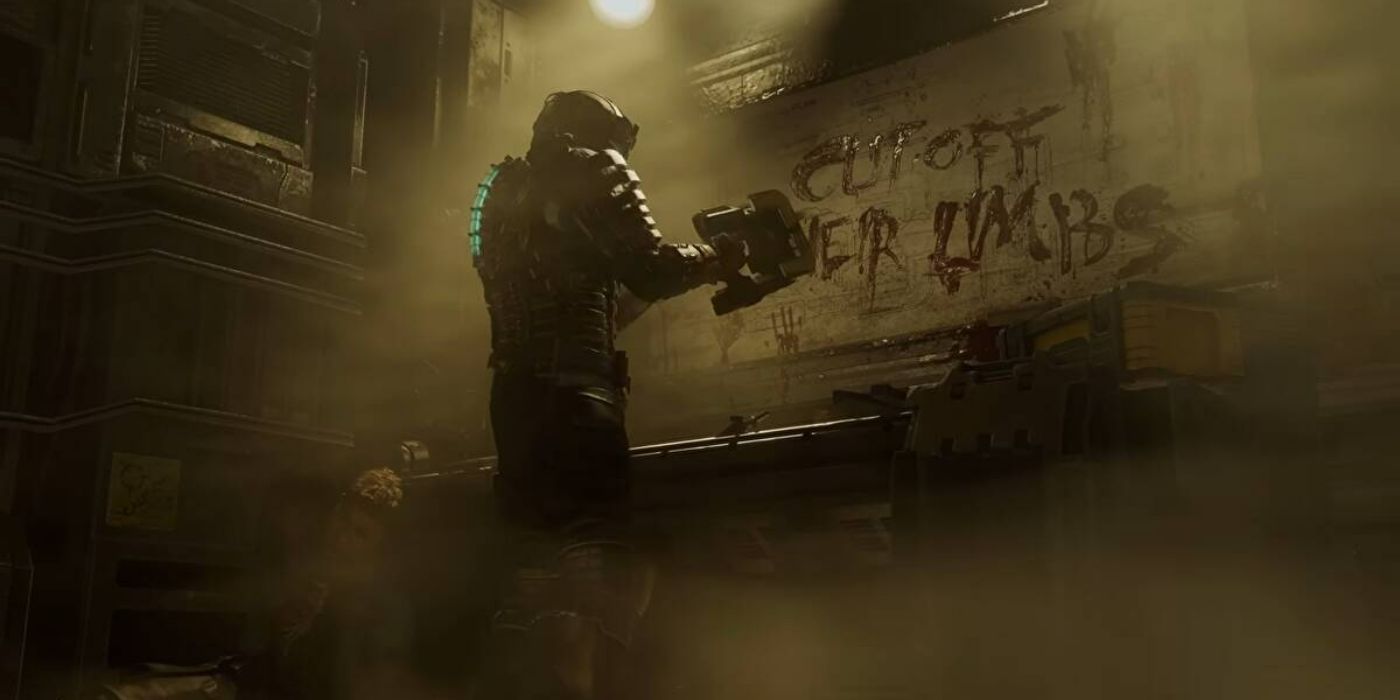 Isaac Clark examines an ominous message in the Dead Space Remake.