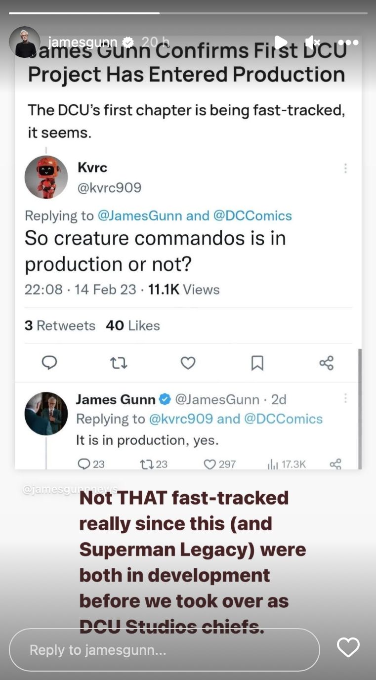 James Gunn Instagram Story