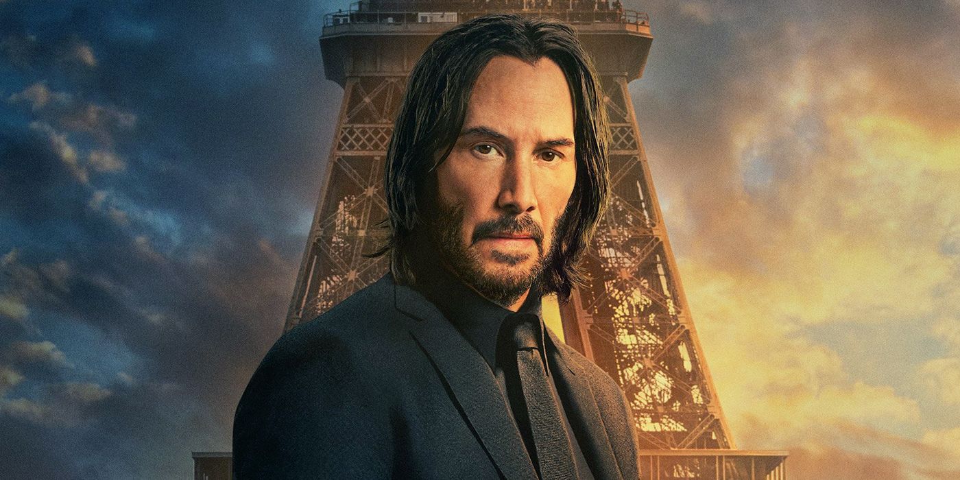 John Wick in front of the Eiffel Tower in Chapter 4.