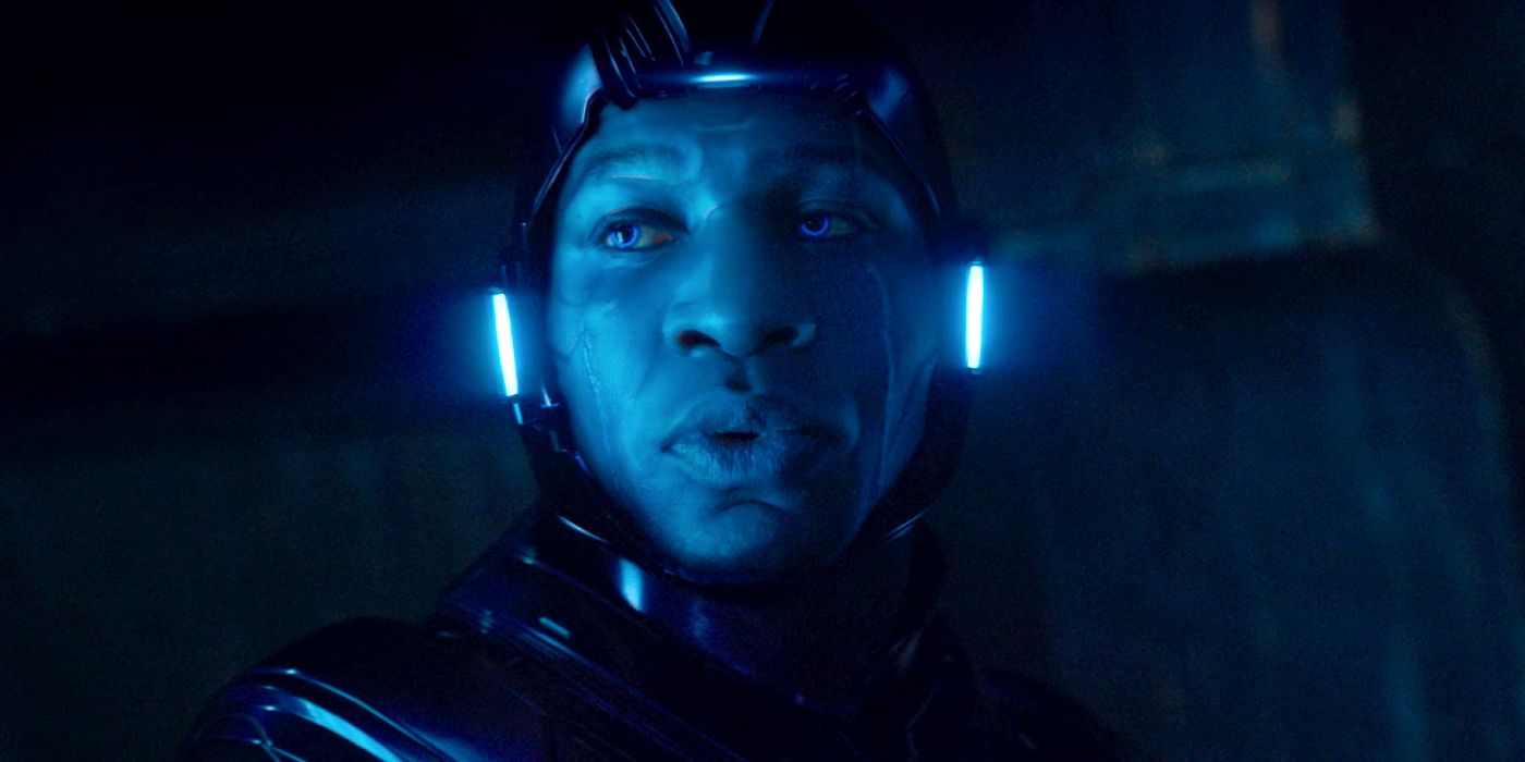 Jonathan Majors with the full suit as Kang the Conqueror in Ant-Man and the Wasp: Quantumania.