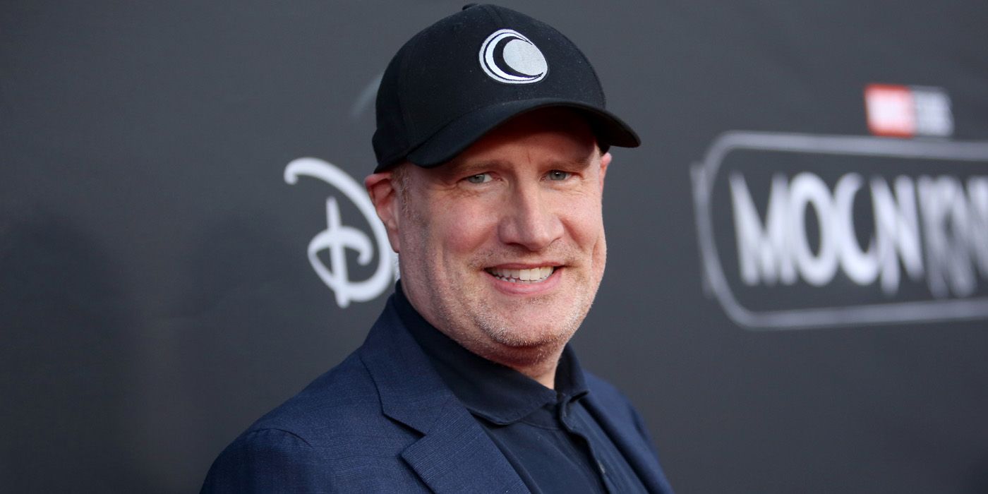 Kevin Feige wearing a Moon Knight cap at the premiere of the Disney+ series.