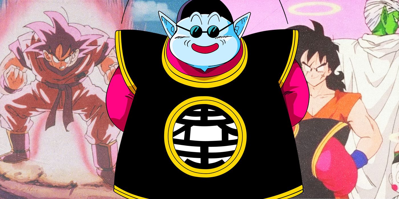 king kai with his arms behind his back in front of Goku