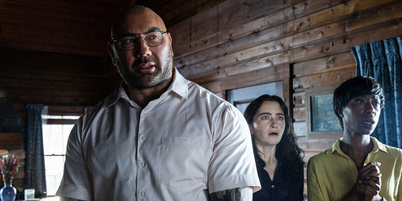Dave Bautista's Leonard and his group in Knock at the Cabin.