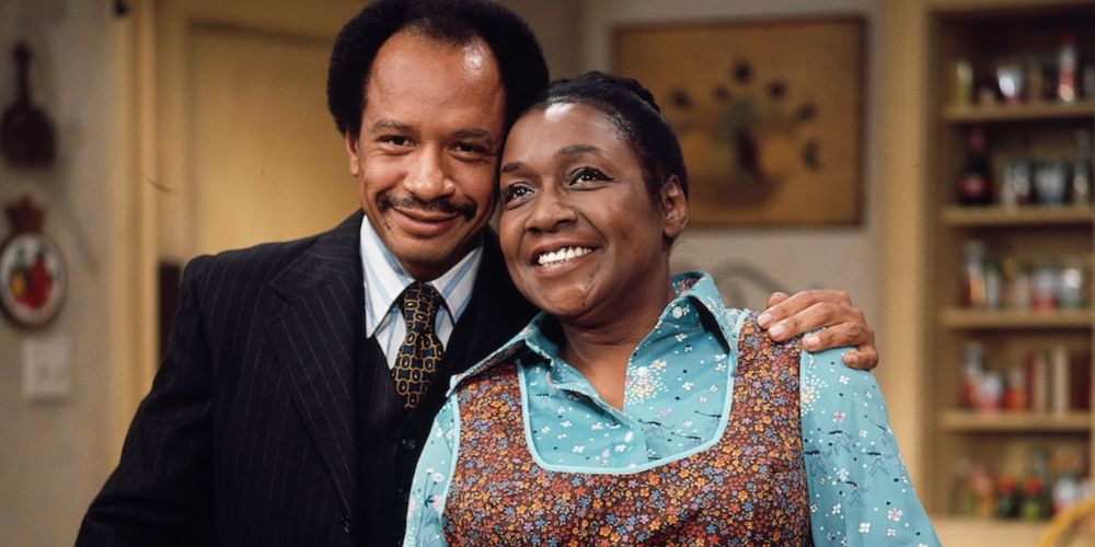 Louise celebrates a birthday with her husband in The Jeffersons.