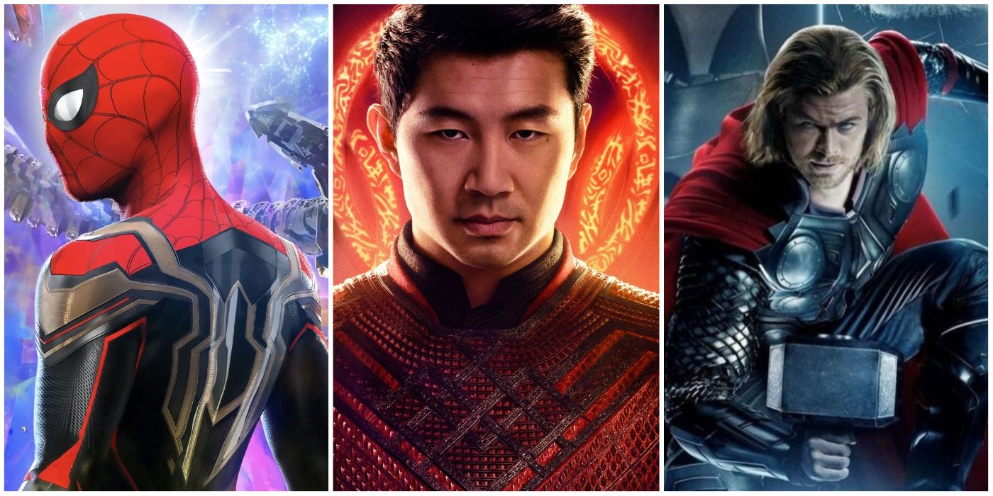 mcu movie posters for spider-man shang-chi and thor