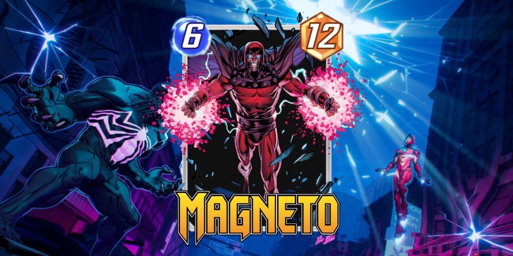 Magneto card Marvel Snap with Marvel Snap background