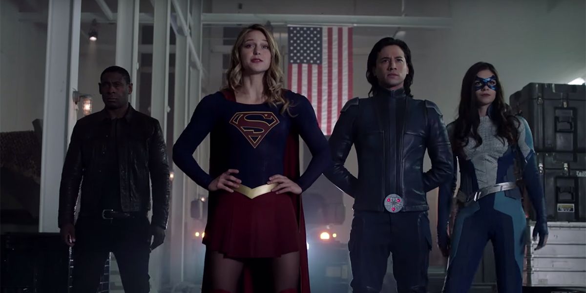 Martian Manhunter, Supergirl, Brainiac 5, and Nia Nal stand together in Supergirl